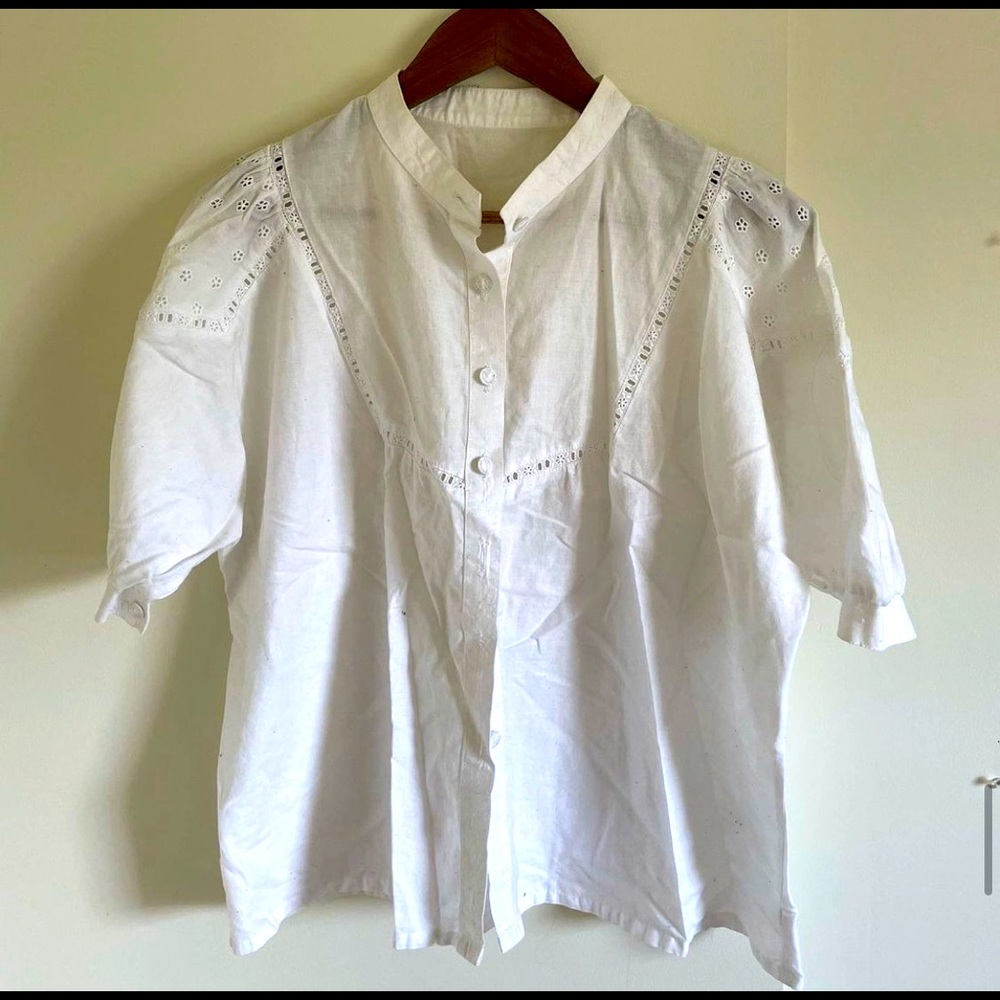 Vintage white eyelet button up